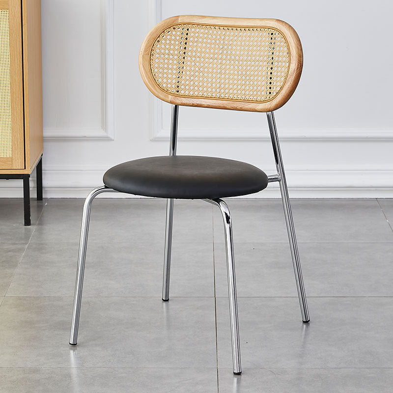 Minimalist Oval Leather Metal Dining Chair