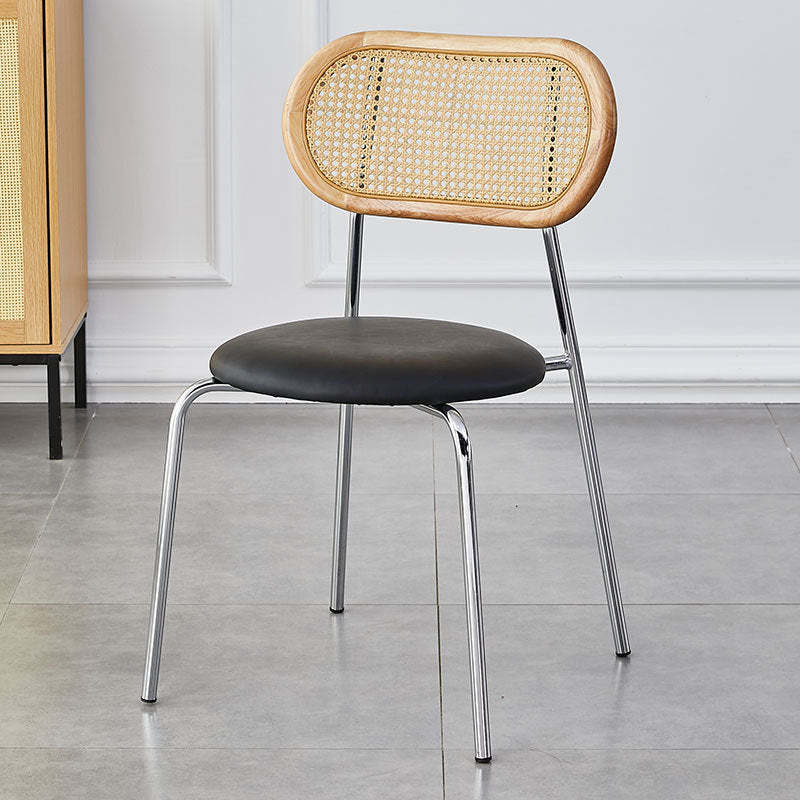Minimalist Oval Leather Metal Dining Chair