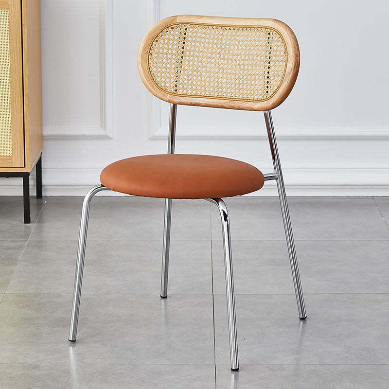 Minimalist Oval Leather Metal Dining Chair