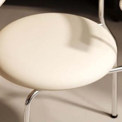 Minimalist Curved Leather Metal Dining Chair — White / Black