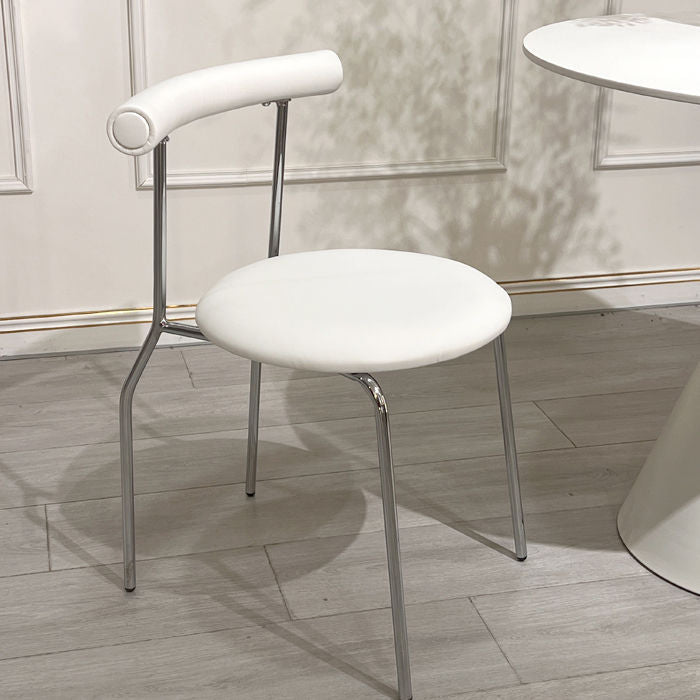 Minimalist Curved Leather Metal Dining Chair