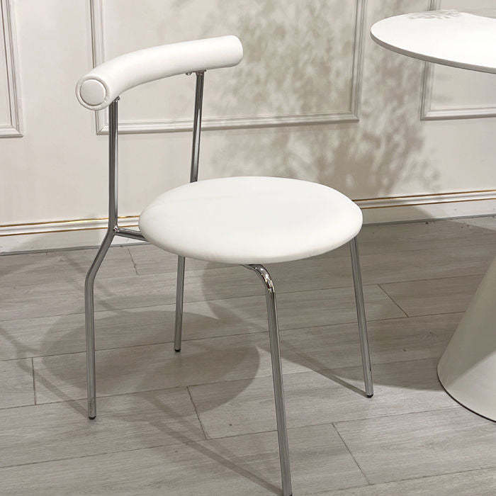 Minimalist Curved Leather Metal Dining Chair