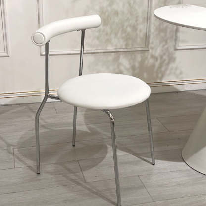 Minimalist Curved Leather Metal Dining Chair