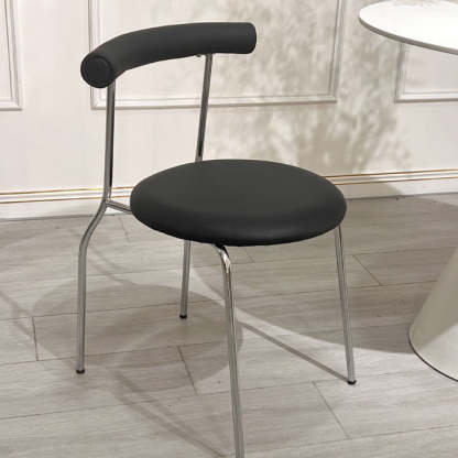 Minimalist Curved Leather Metal Dining Chair