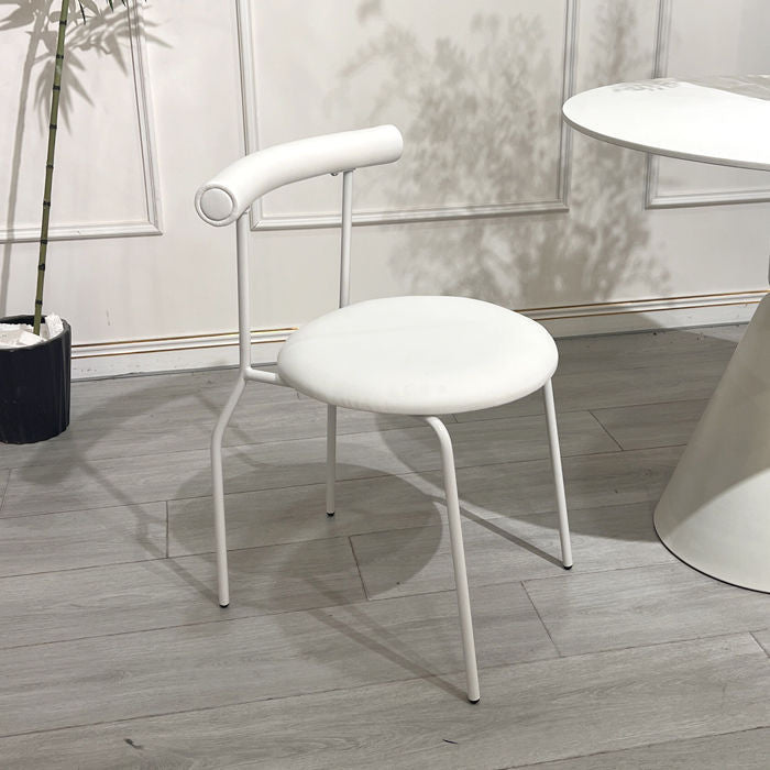 Minimalist Curved Leather Metal Dining Chair