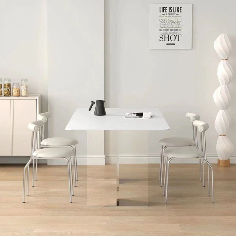 Minimalist Curved Leather Metal Dining Chair