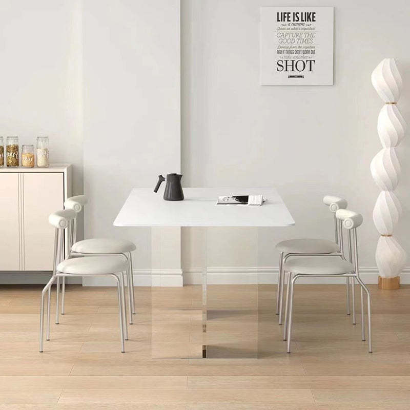 Minimalist Curved Leather Metal Dining Chair