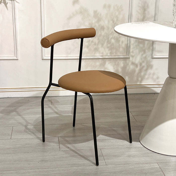 Minimalist curved black dining chairs & benches in metal — Dark Brown