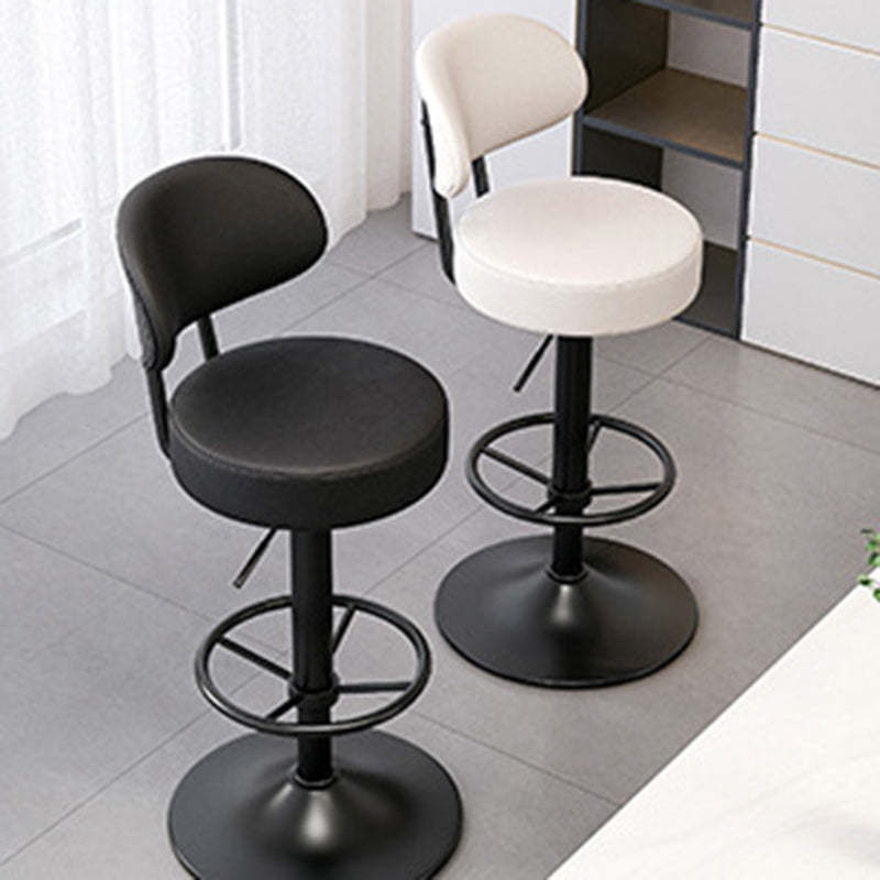 Minimalist Round Napa Leather Desk Chair — Black
