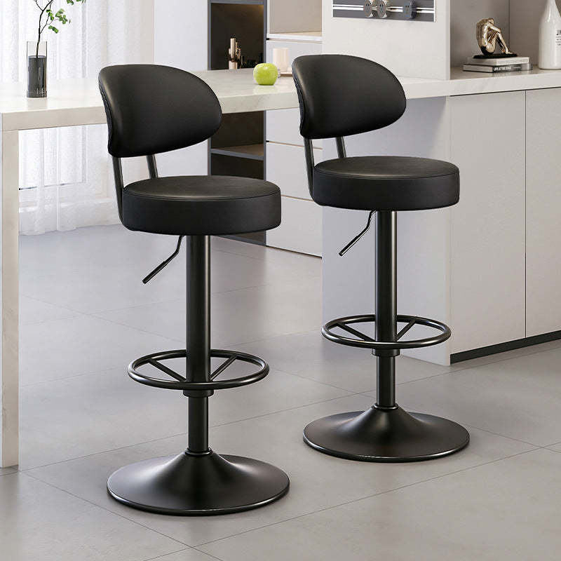 Minimalist desk round gray office chairs in leather metal