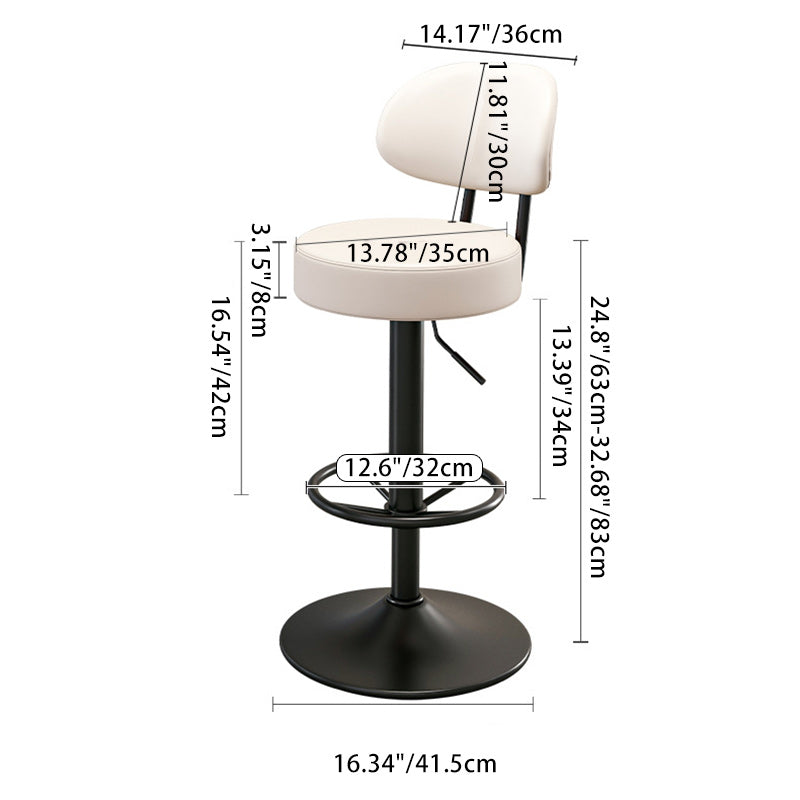 Minimalist Round Napa Leather Desk Chair — Beige