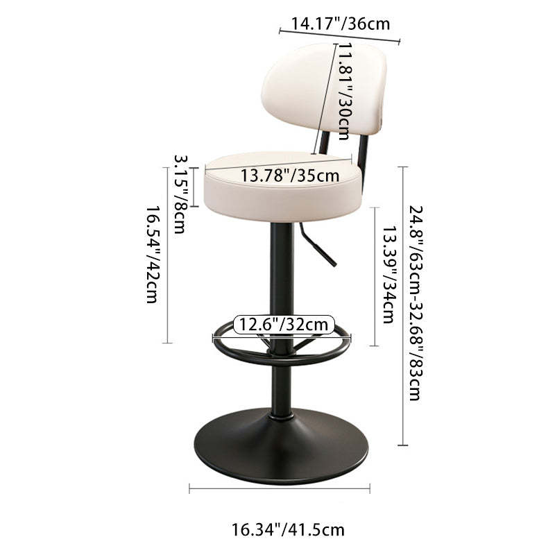 Minimalist Round Napa Leather Desk Chair — Beige