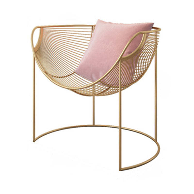Scandinavian Openwork Leather Metal Dining Chair