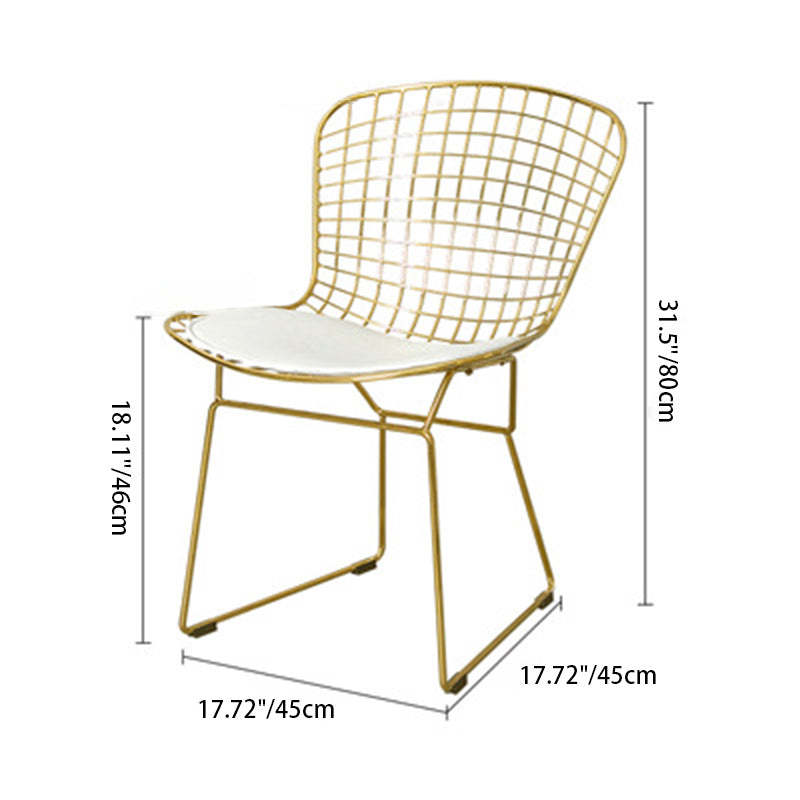 Scandinavian Openwork Leather Metal Dining Chair — I
