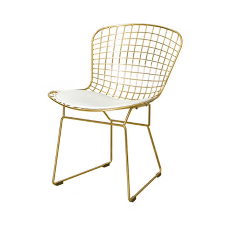 Scandinavian Openwork Leather Metal Dining Chair