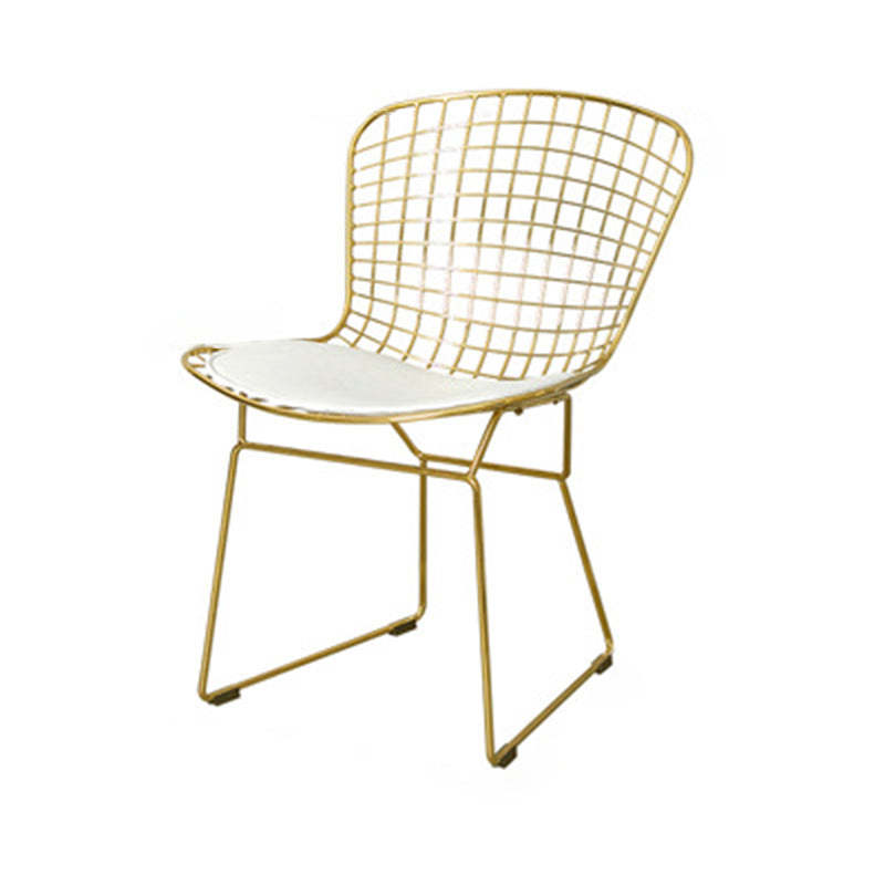 Scandinavian Openwork Leather Metal Dining Chair