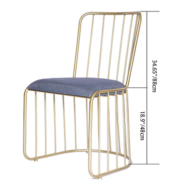 Scandinavian Openwork Leather Metal Dining Chair