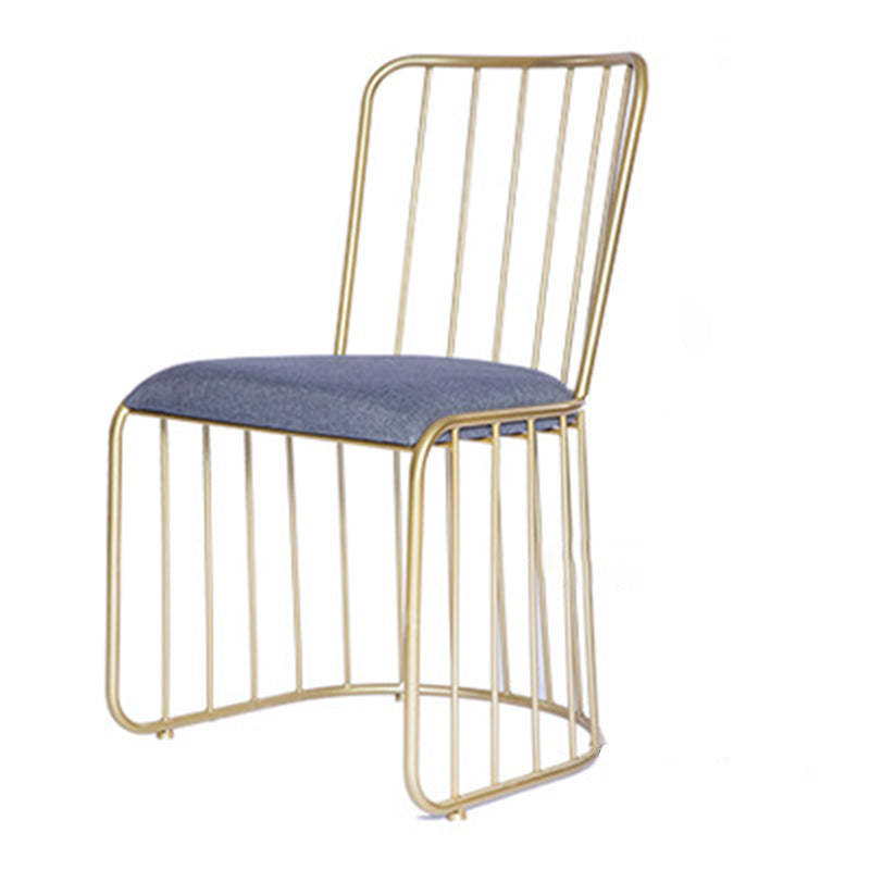 Scandinavian Openwork Leather Metal Dining Chair