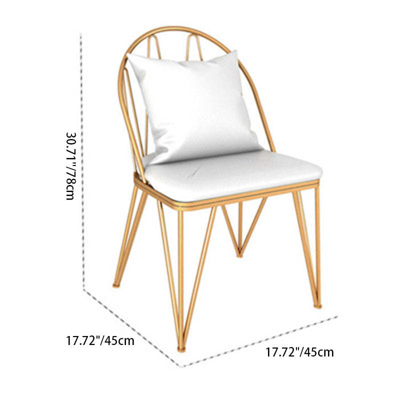 Scandinavian Openwork Leather Metal Dining Chair