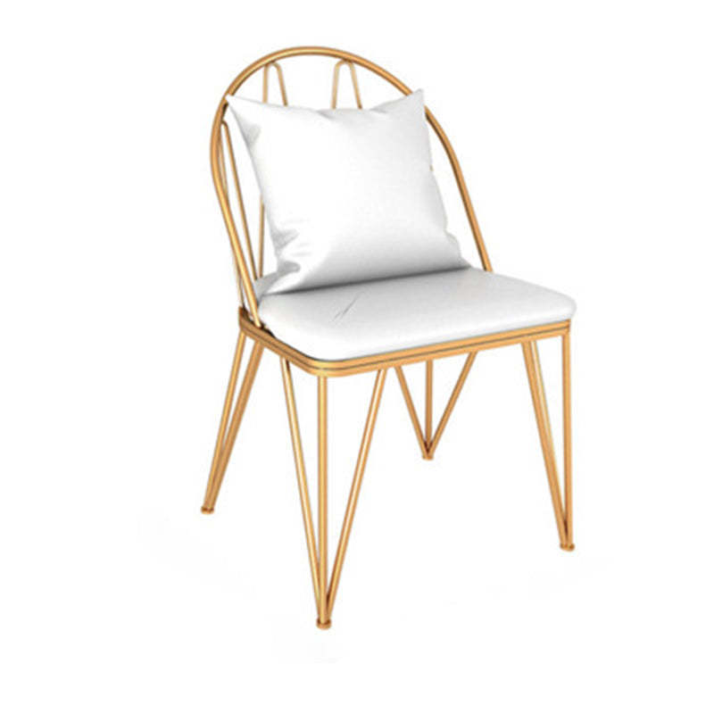 Nordic openwork brass metal dining chairs & benches — 18" L x 18" W x 31" H