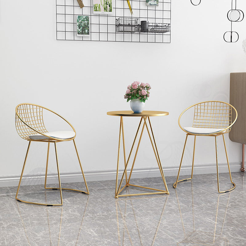Scandinavian Openwork Leather Metal Dining Chair