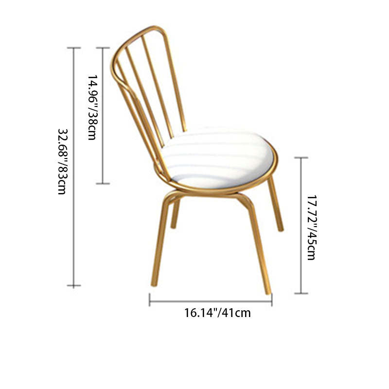 Scandinavian Openwork Leather Metal Dining Chair — D