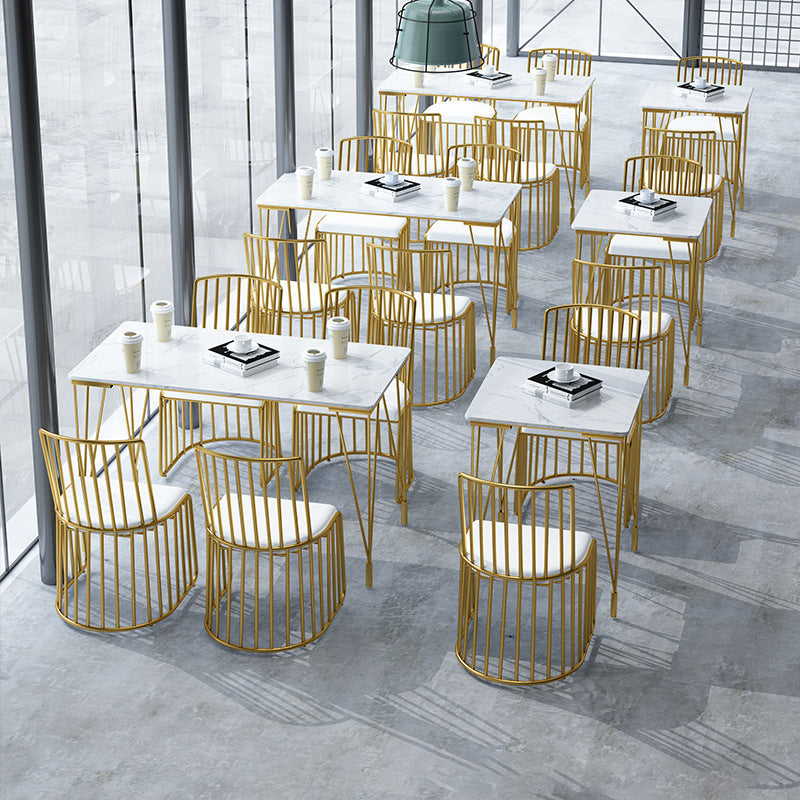 Scandinavian Openwork Leather Metal Dining Chair