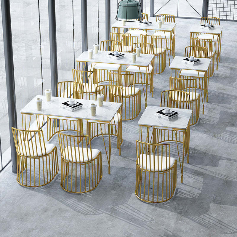 Scandinavian Openwork Leather Metal Dining Chair