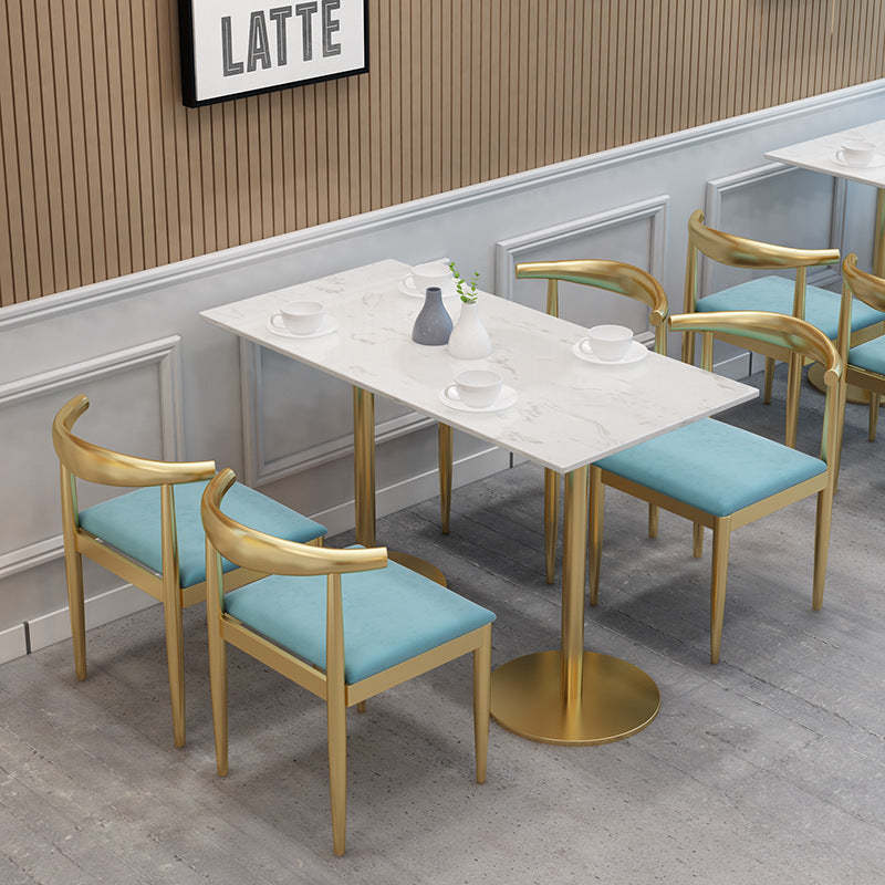 Scandinavian Openwork Leather Metal Dining Chair