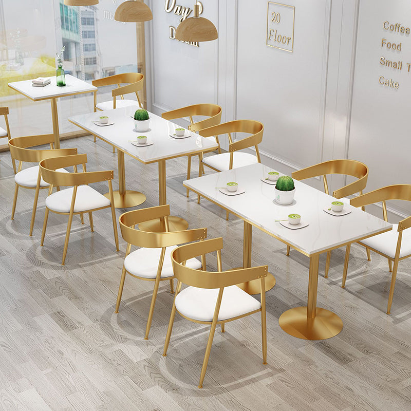 Scandinavian Openwork Leather Metal Dining Chair