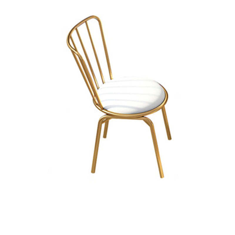 Scandinavian Openwork Leather Metal Dining Chair