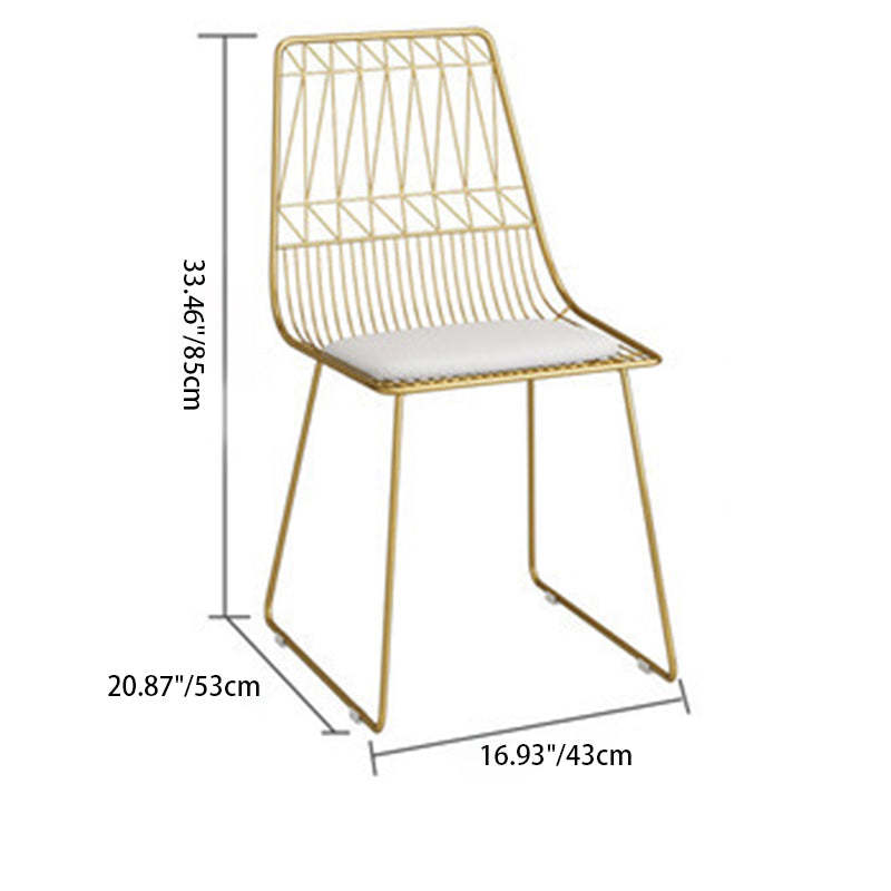 Scandinavian Openwork Leather Metal Dining Chair — E
