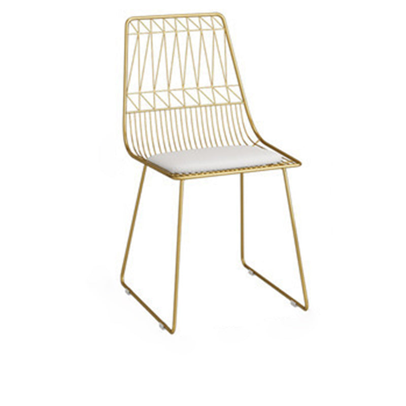 Scandinavian Openwork Leather Metal Dining Chair