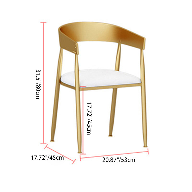 Scandinavian Openwork Leather Metal Dining Chair — F