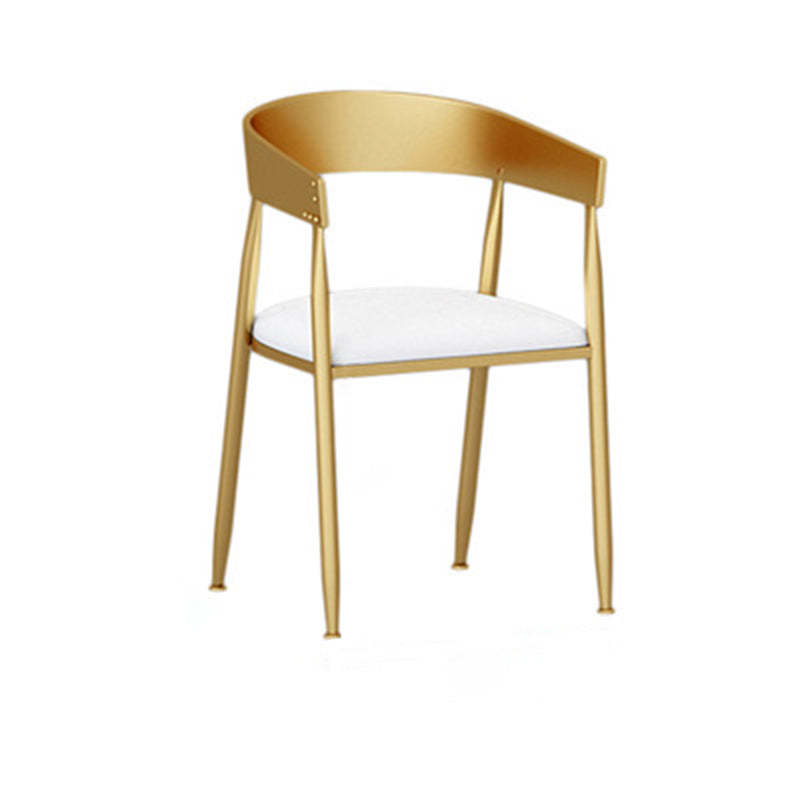 Scandinavian Openwork Leather Metal Dining Chair
