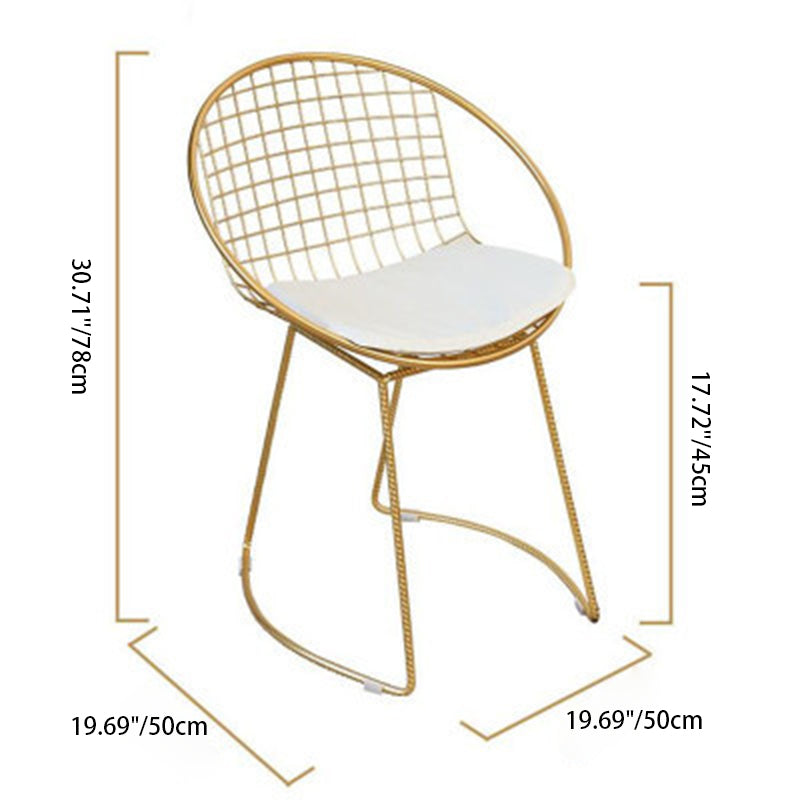 Scandinavian Openwork Leather Metal Dining Chair — G