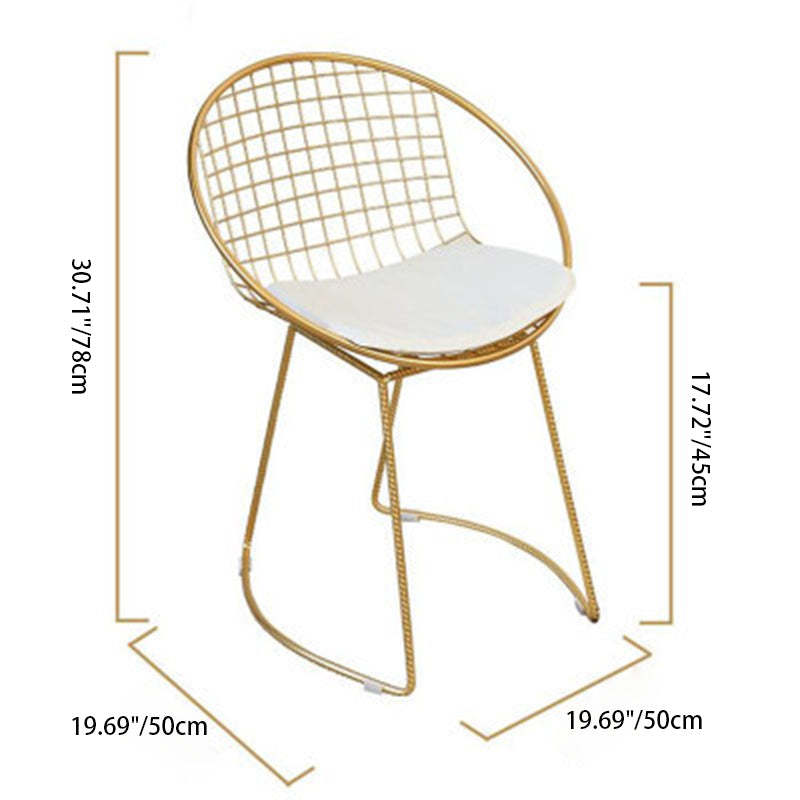 Scandinavian Openwork Leather Metal Dining Chair — G