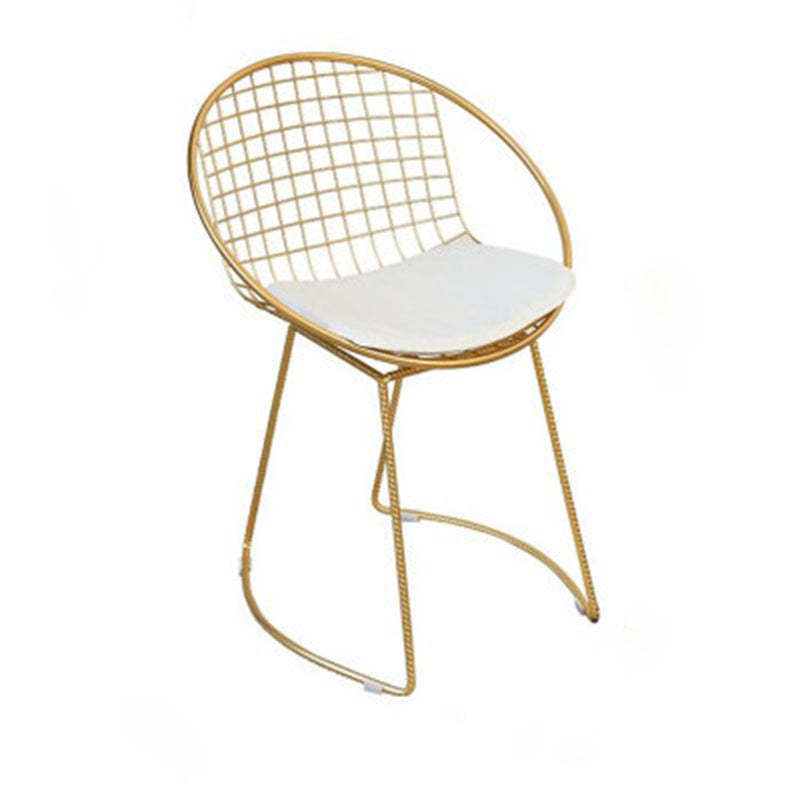 Scandinavian Openwork Leather Metal Dining Chair