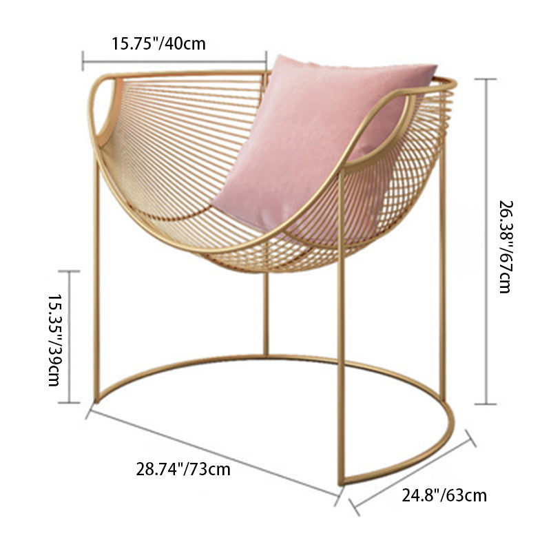 Scandinavian Openwork Leather Metal Dining Chair — H