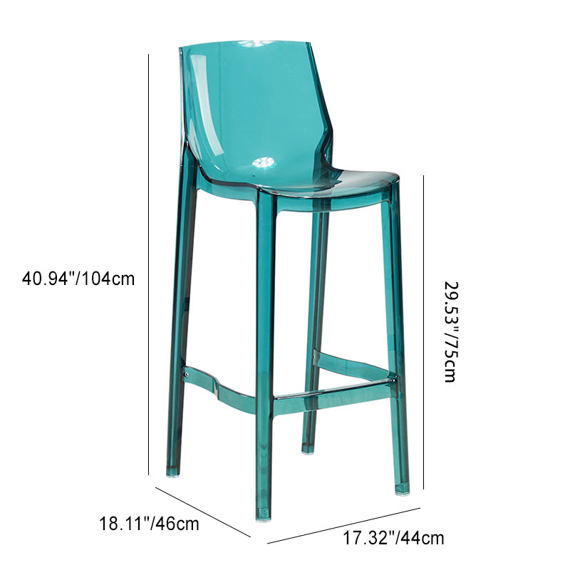 Scandinavian Curved Acrylic Bar Stool — Transparent Green