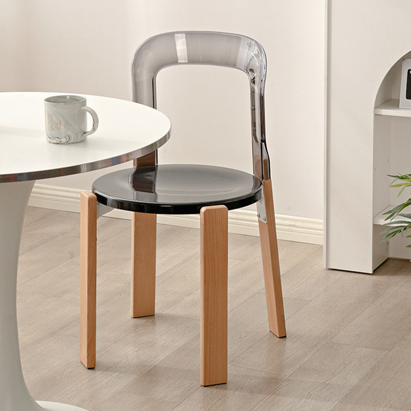 Minimalist Curved Wood Dining Chair — Transparent Color / White