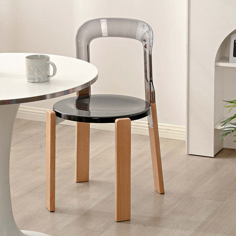 Minimalist Curved Wood Dining Chair — Transparent Color / White