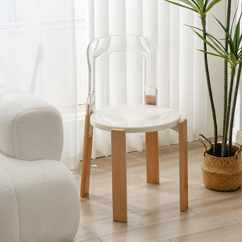 Minimalist Curved Wood Dining Chair — Smoke Gray / Black