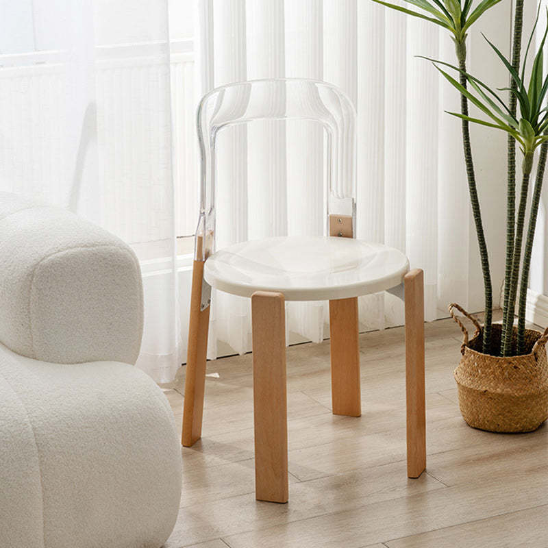 Minimalist Curved Wood Dining Chair — Smoke Gray / Black