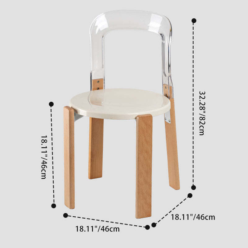 Minimalist Curved Wood Dining Chair — Smoke Gray / White