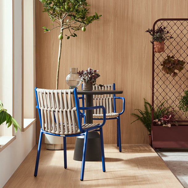 Rustic Hollow Rope Aluminum Dining Chair