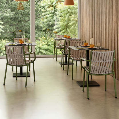Rustic Hollow Rope Aluminum Dining Chair