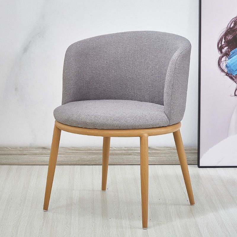 Scandinavian Curved Iron Wood Dining Chair — Beige