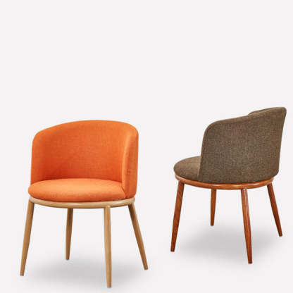 Scandinavian Curved Iron Wood Dining Chair