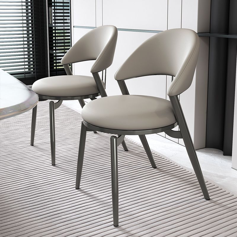 Scandinavian Curved Leather Iron Dining Chair